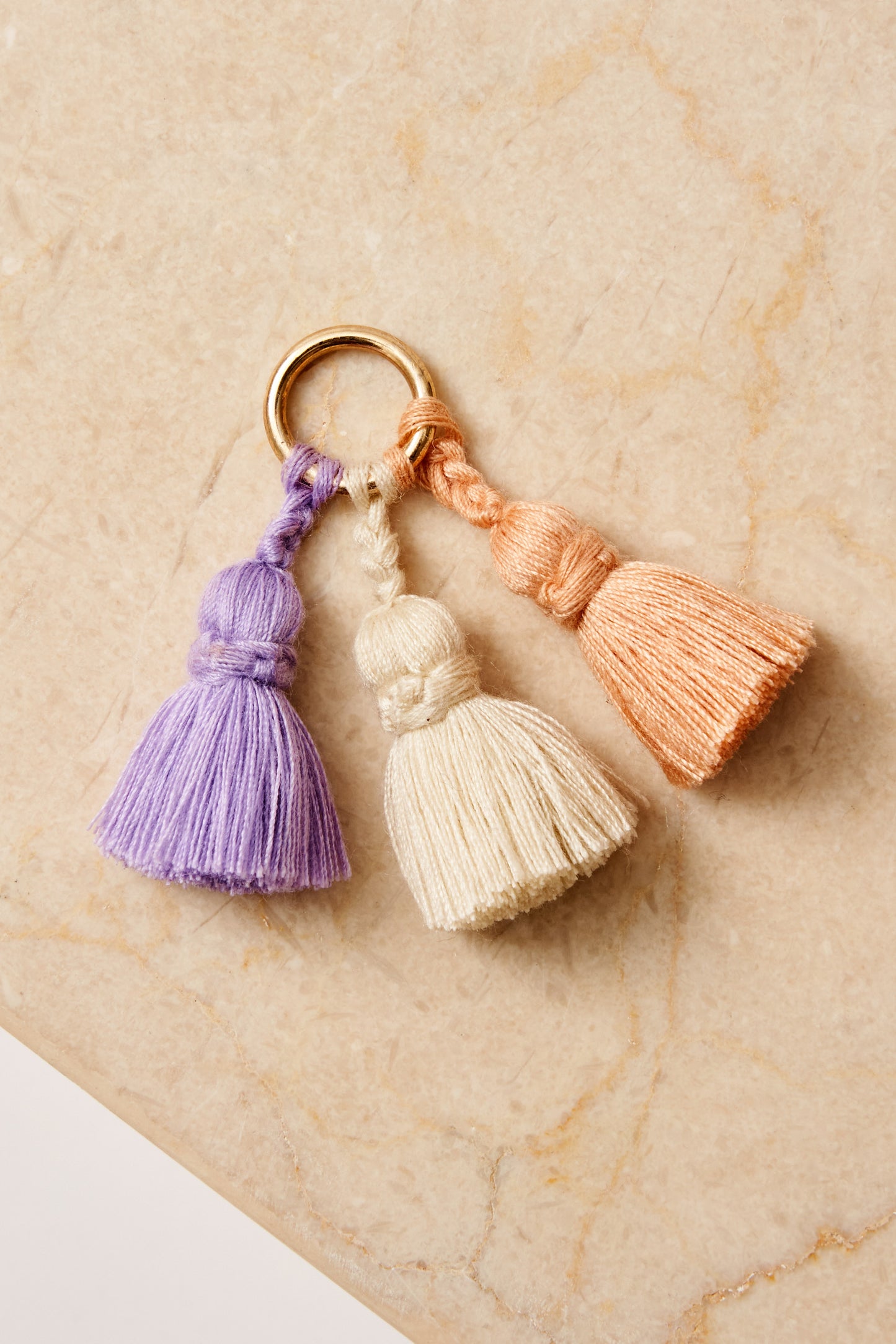 tassel trio - SHOUSHA - purple, off white, peach