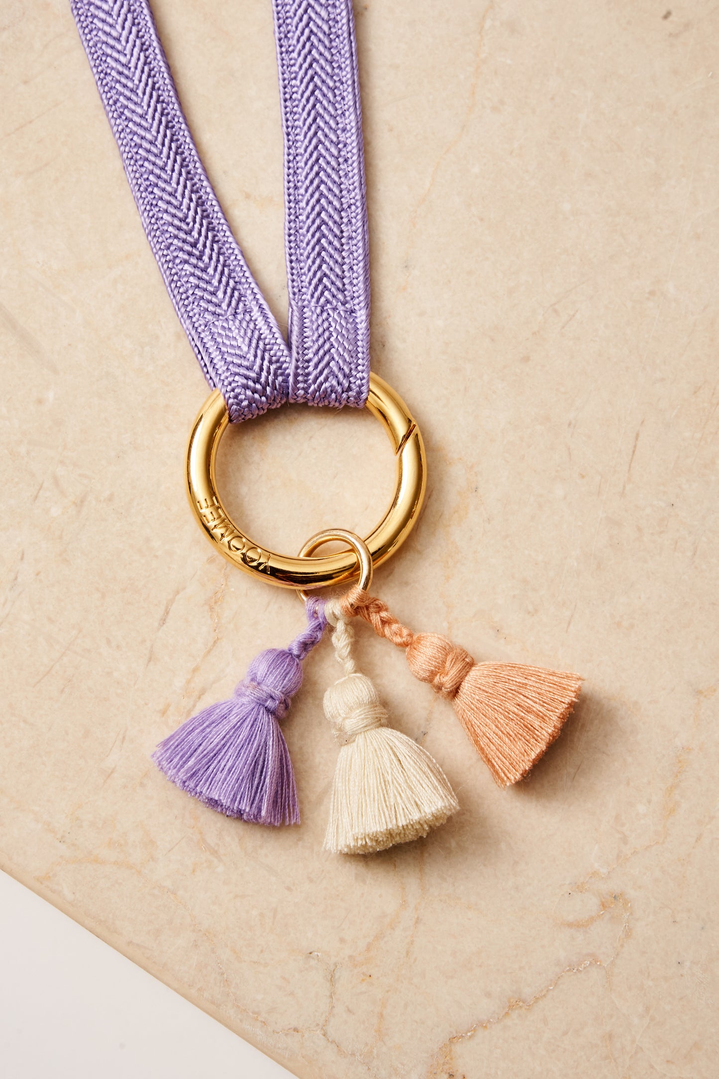 tassel trio - SHOUSHA - purple, off white, peach