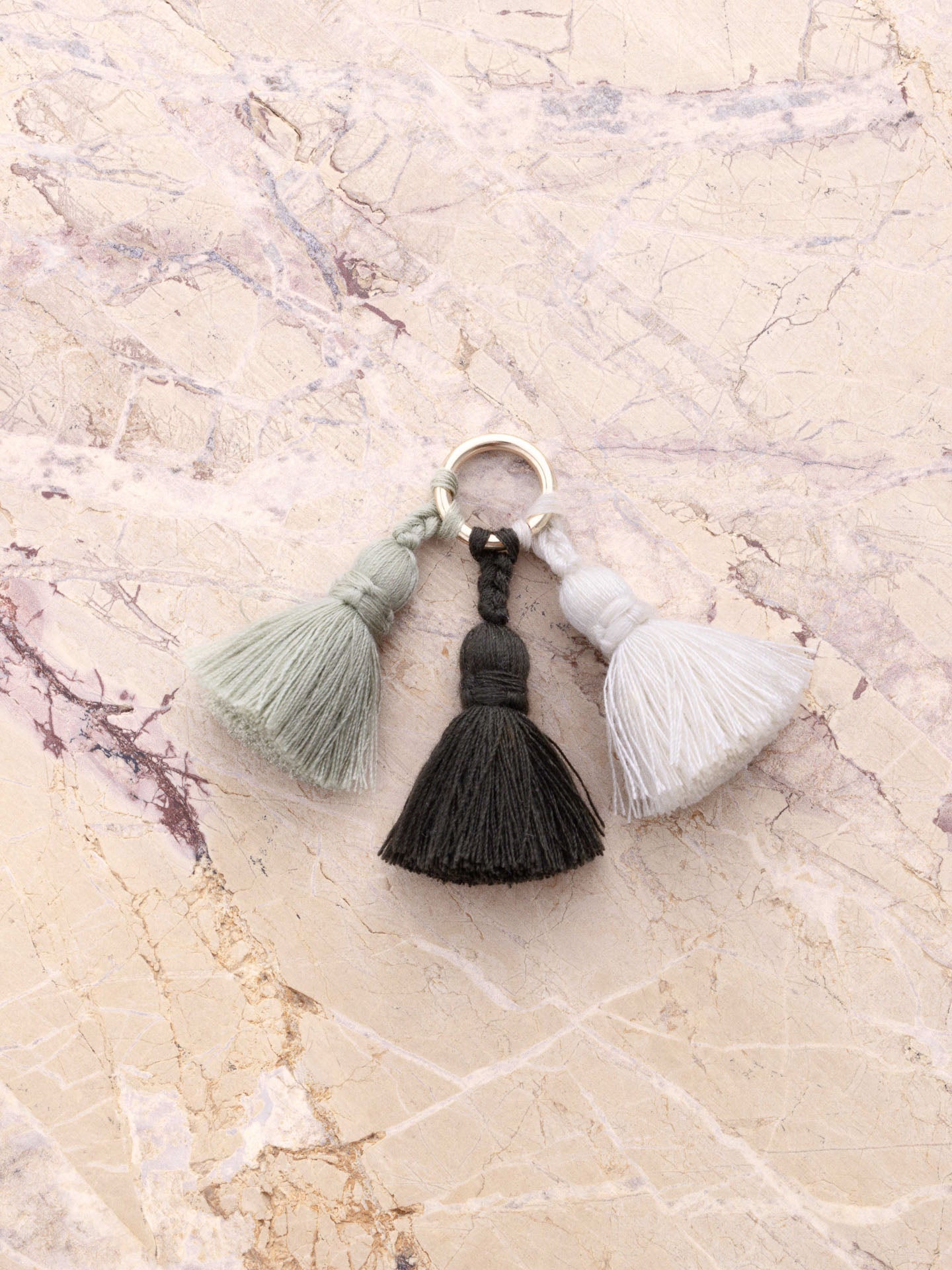 tassel trio - SHOUSHA - swamp, sage, ecru