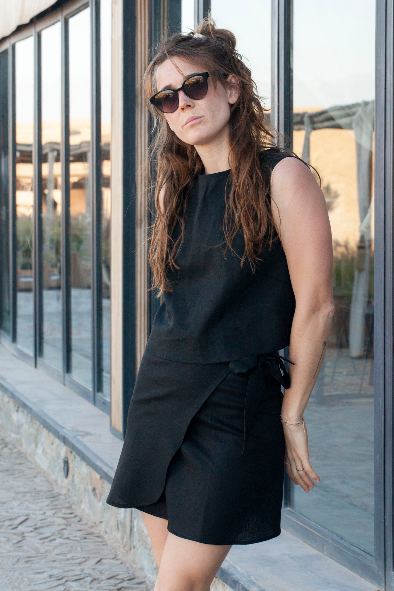 linen skirt - ELLA - black