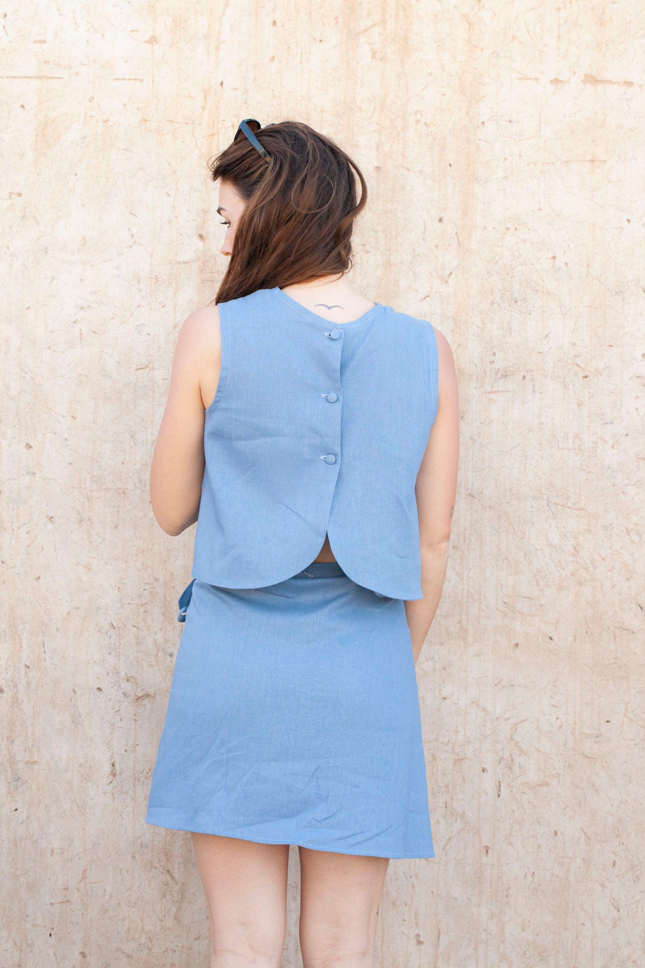 linen skirt - ELLA - blue