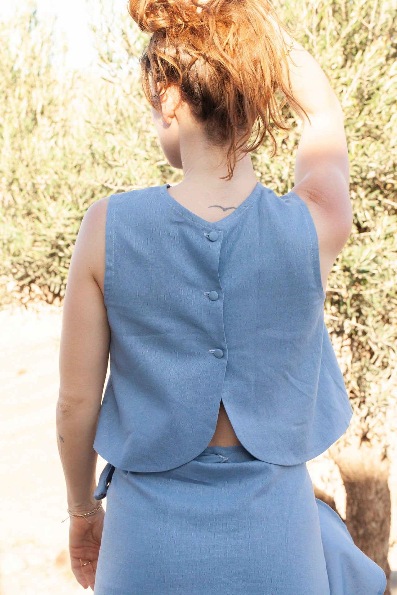 linen top - ANNA LISA - blue