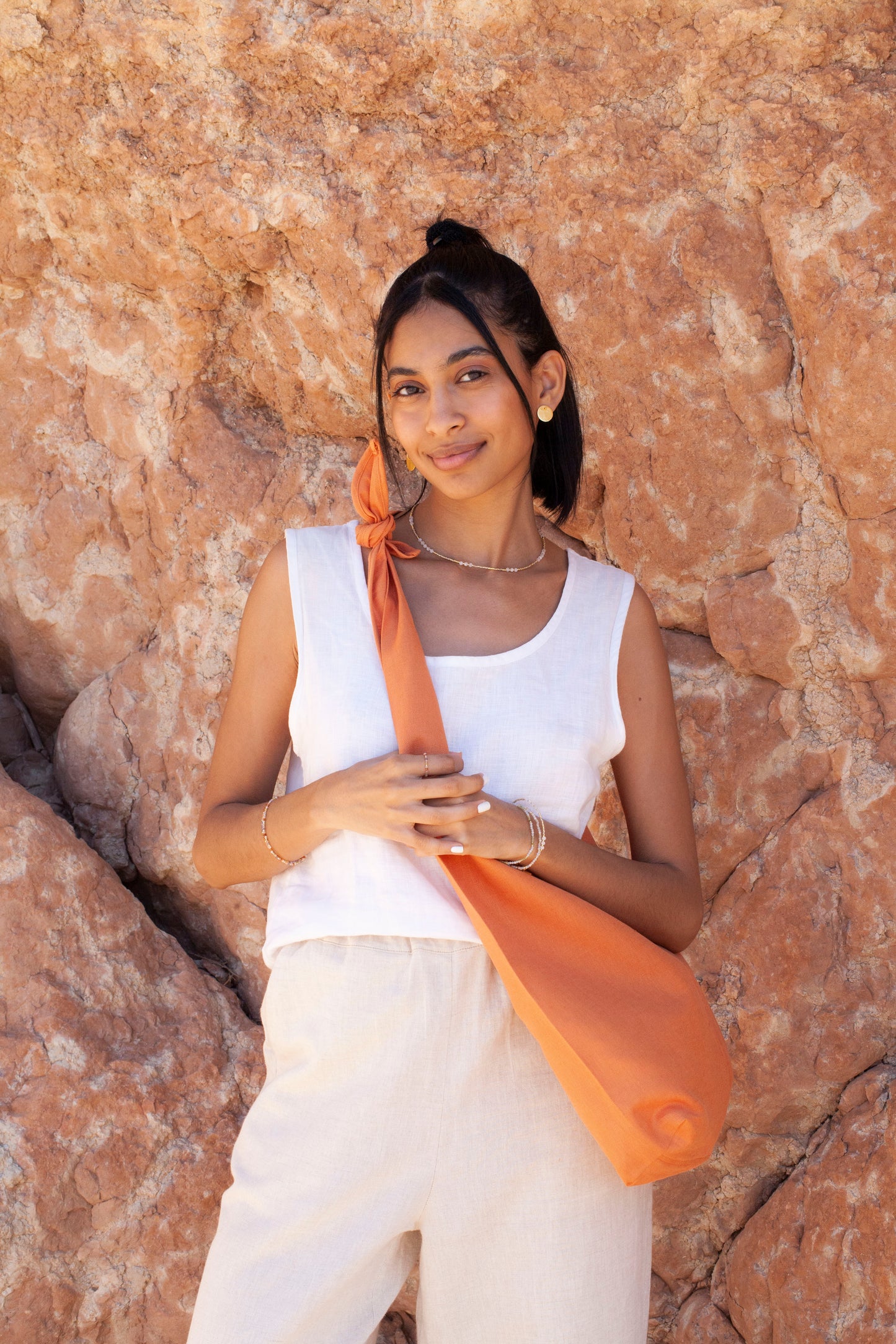 bag - LATIFA linen - apricot