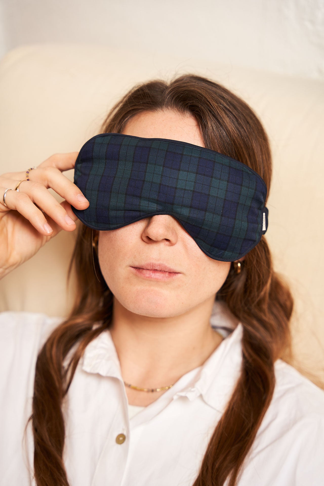 eye mask - RAHA - squared - marine/dark green