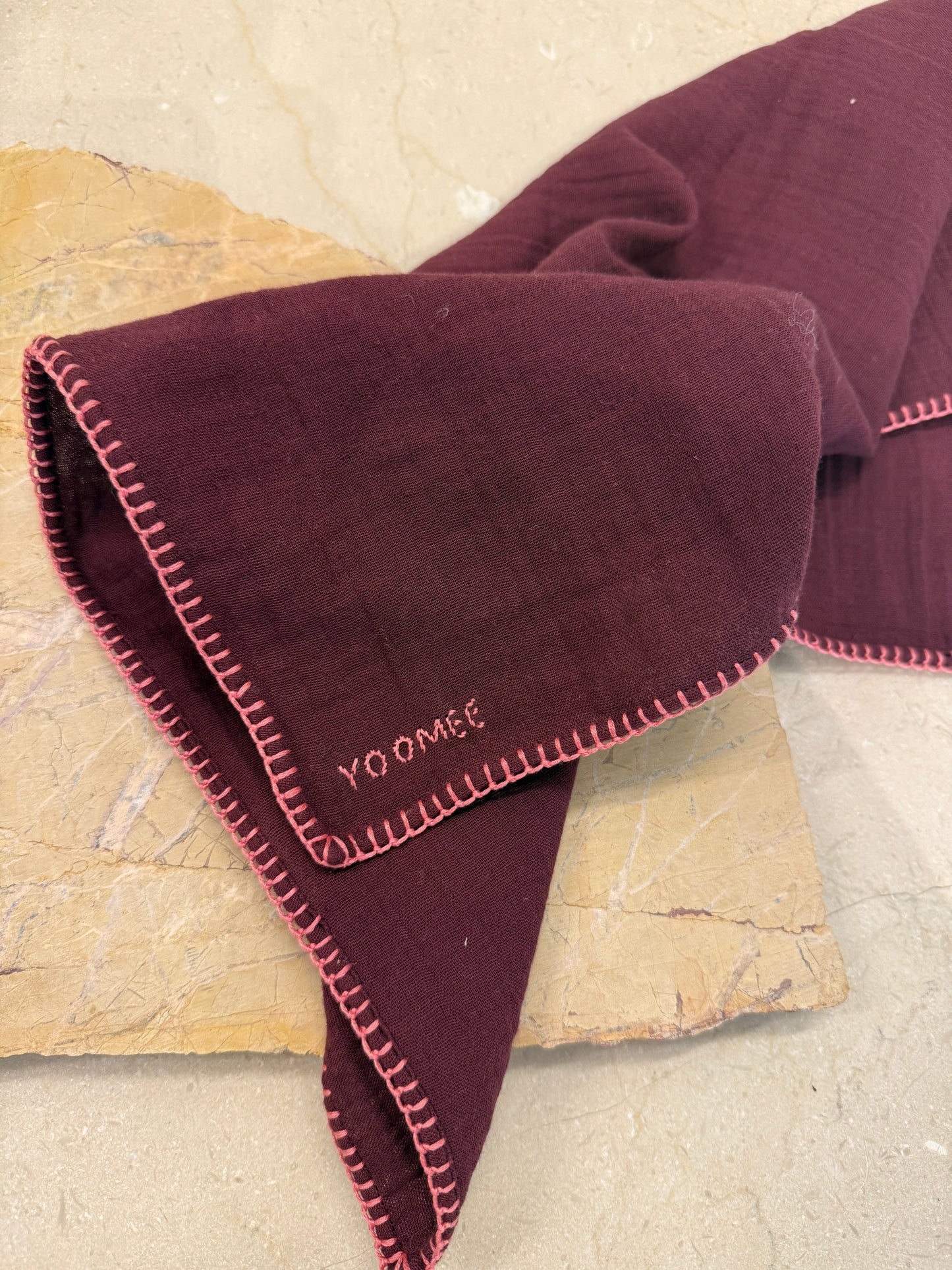 foulard - AZIZA muslin - bordeaux