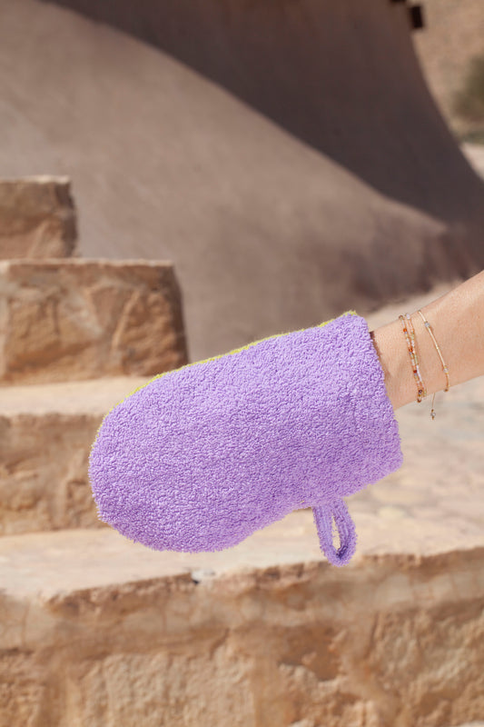 washing glove - SAIDA - pistachio/purple
