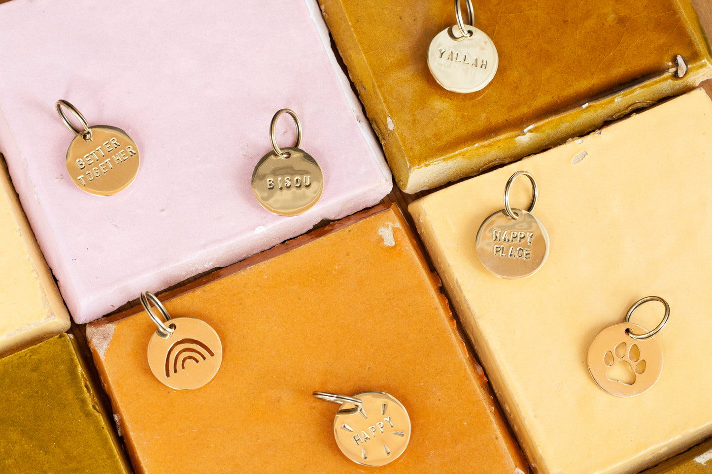 key tag - mini - happy