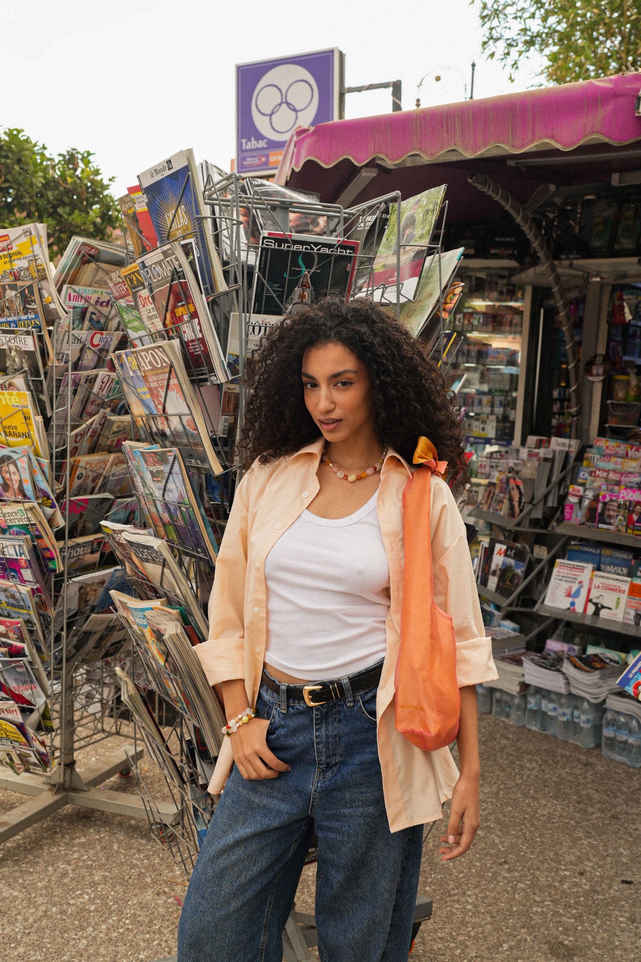 bag - LATIFA glossy - coral/yellow