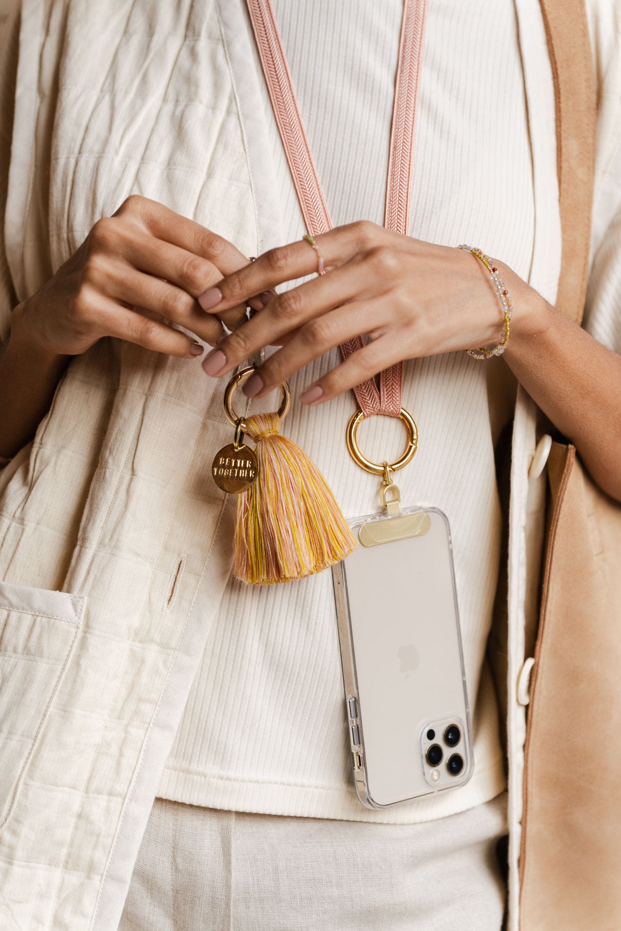 set - phone clip & classic carabiner - gold