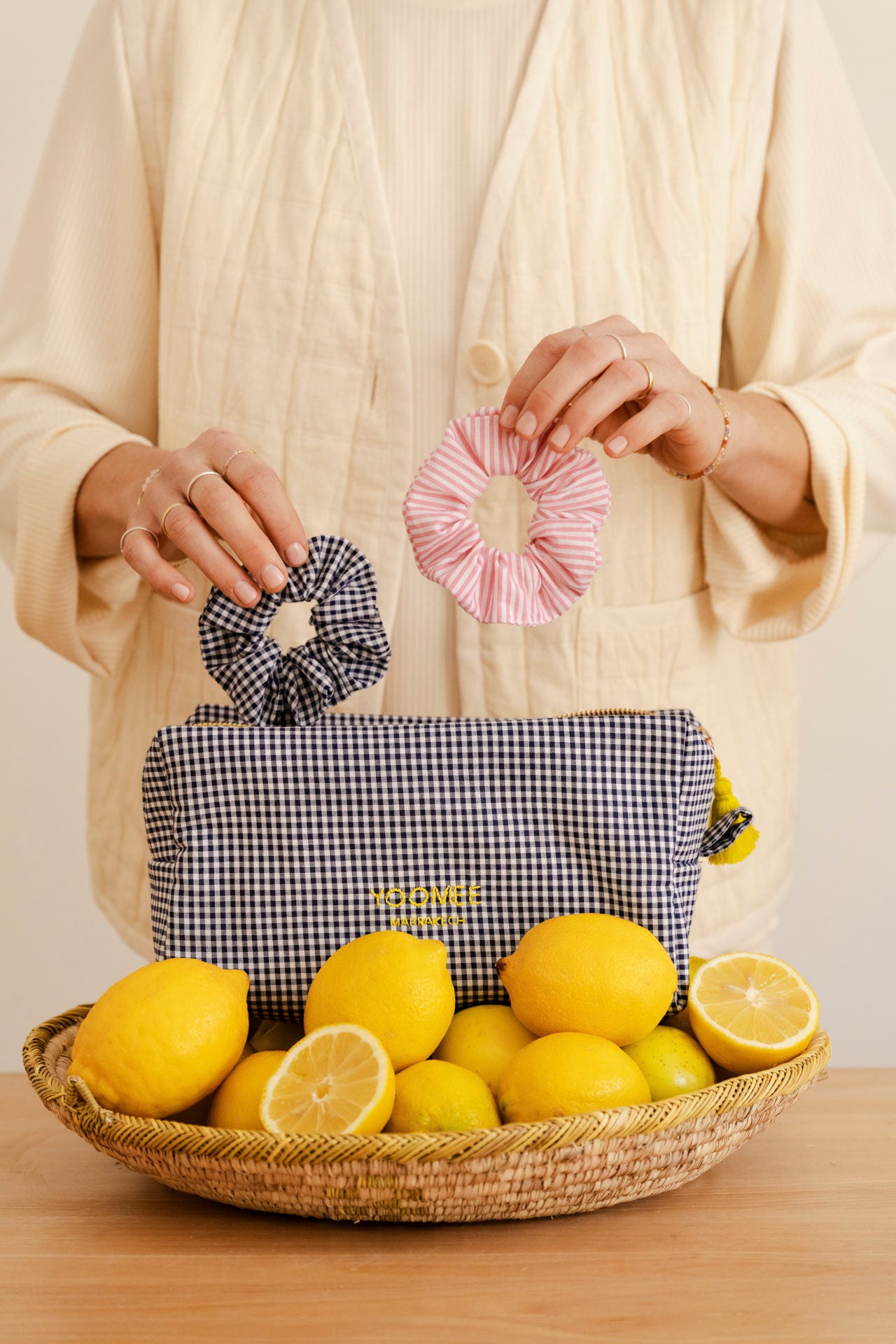 scrunchie - MEDINA cotton - stripes pink