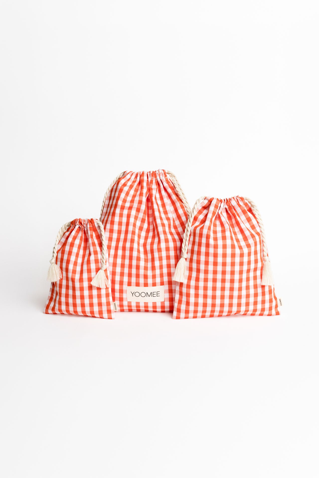 present pouch - FAHRA - checked orange