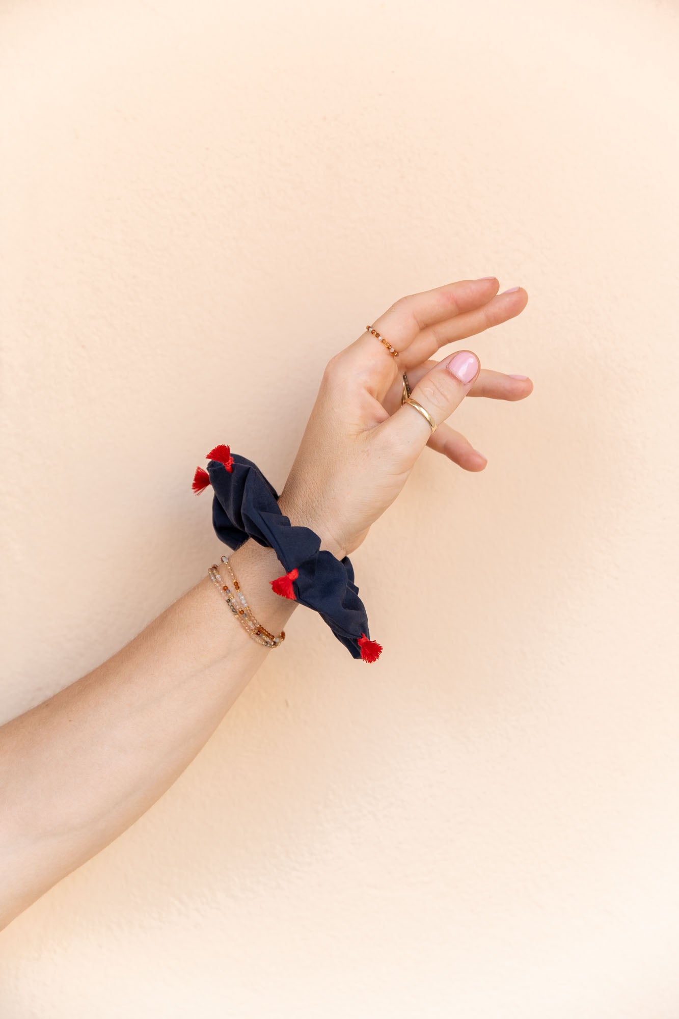 scrunchie - MEDINA cotton - marine tassel