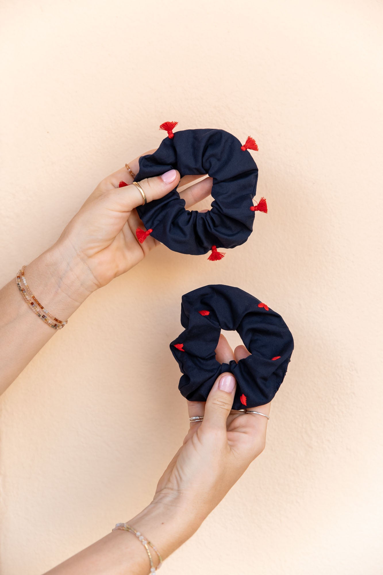 scrunchie - MEDINA cotton - marine hearts