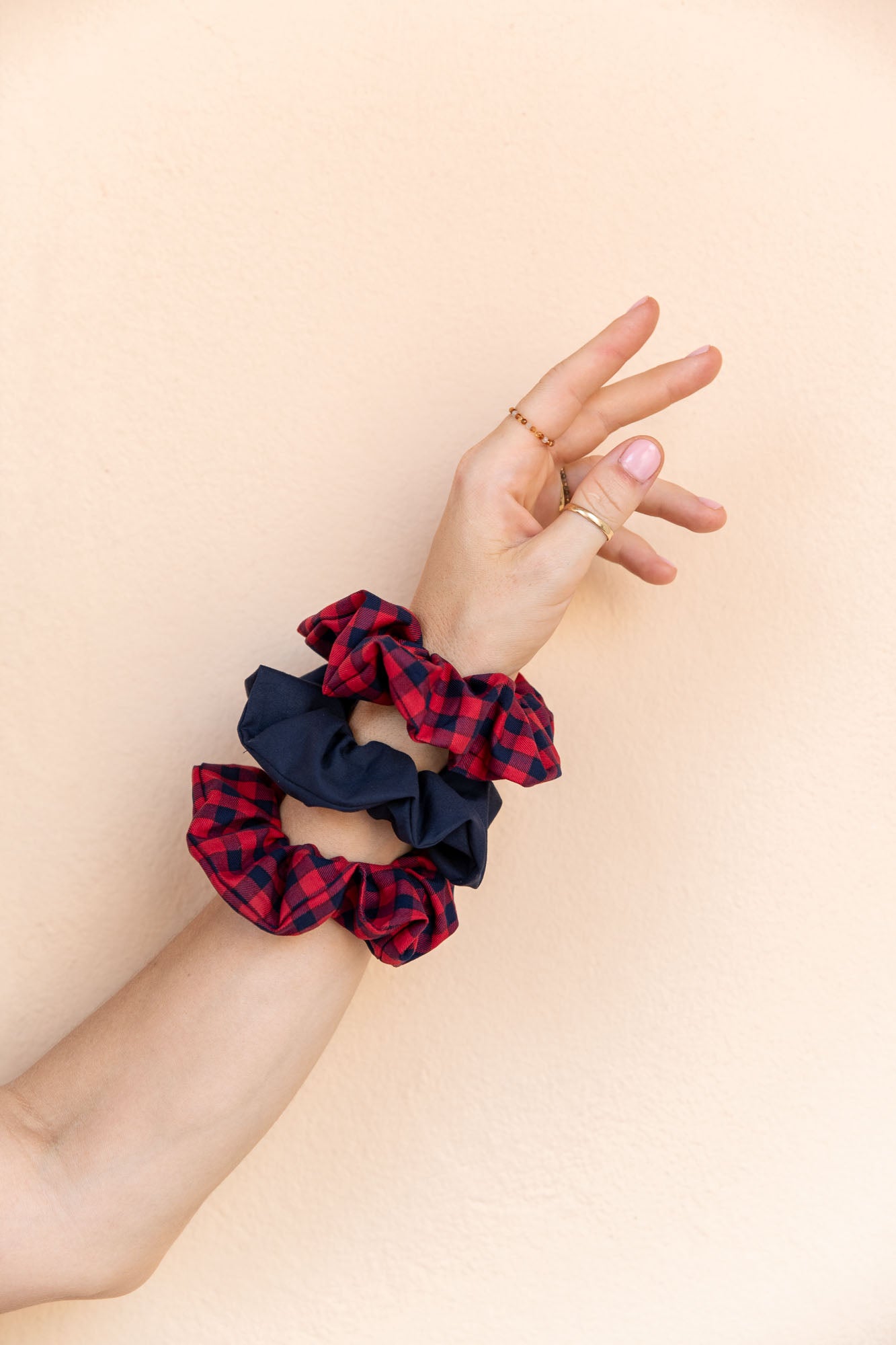 scrunchie set - MEDINA cotton - marine/red