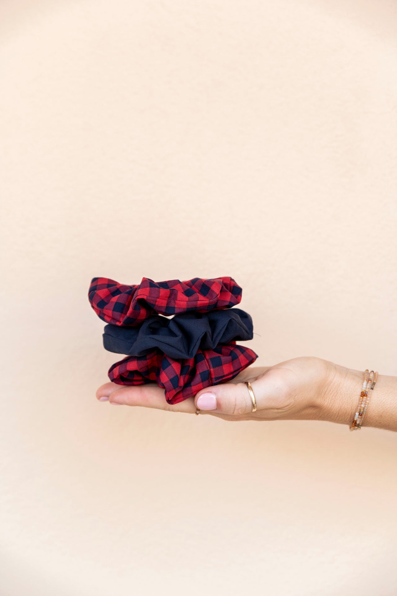 scrunchie set - MEDINA cotton - marine/red