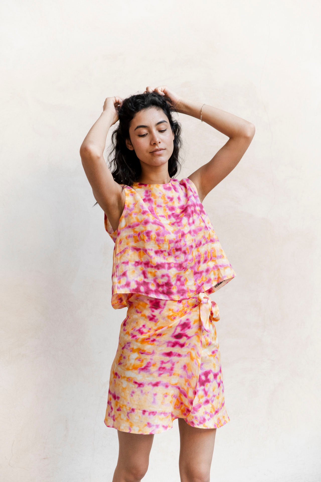 linen skirt - ELLA - acid