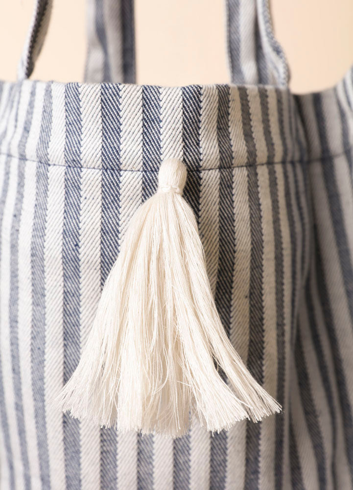 bag - NORA - blue stripes - tassel