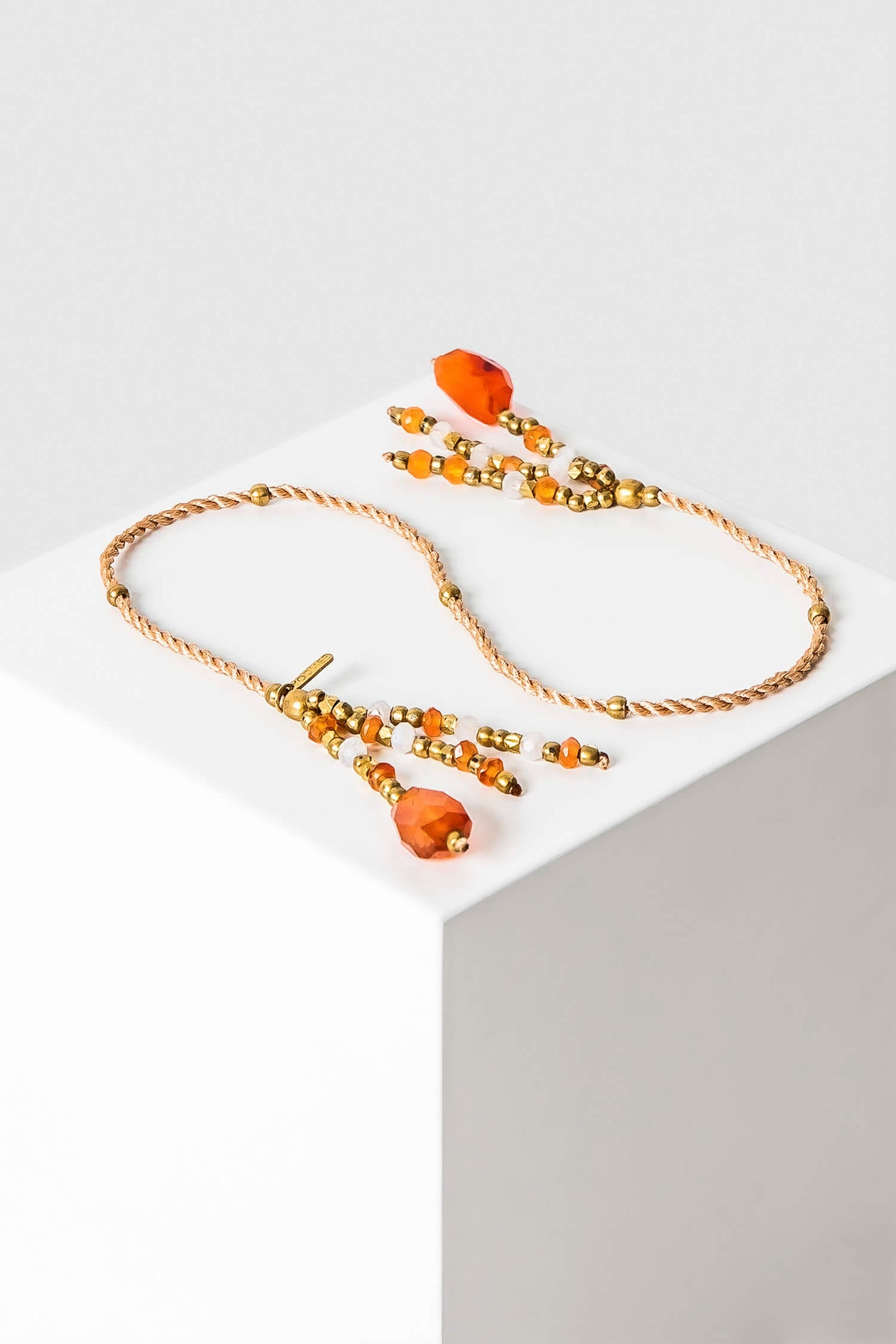 bookmark - NIMDIKI - stone tassels - carnelian