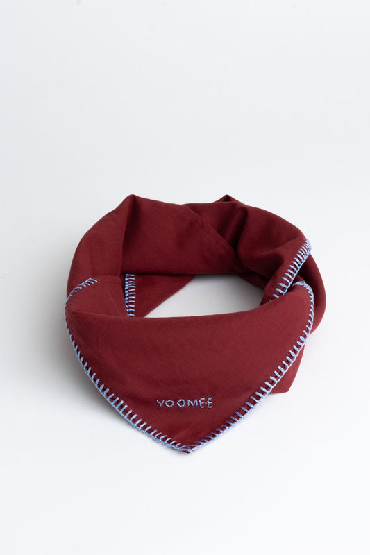 scarf - AZIZA cotton - bordeaux, light blue