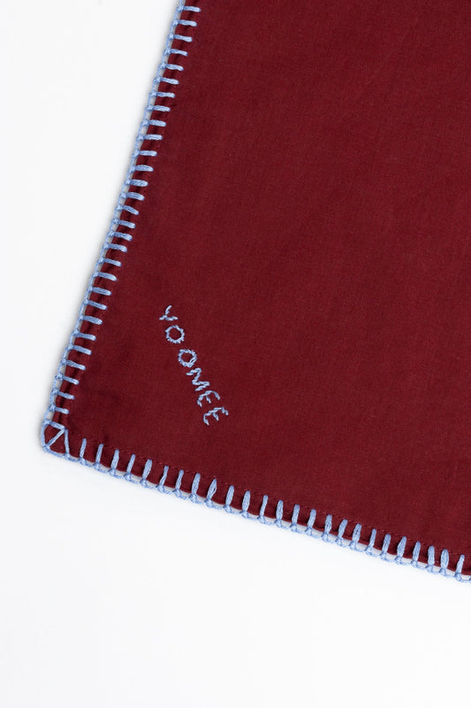scarf - AZIZA cotton - bordeaux, light blue