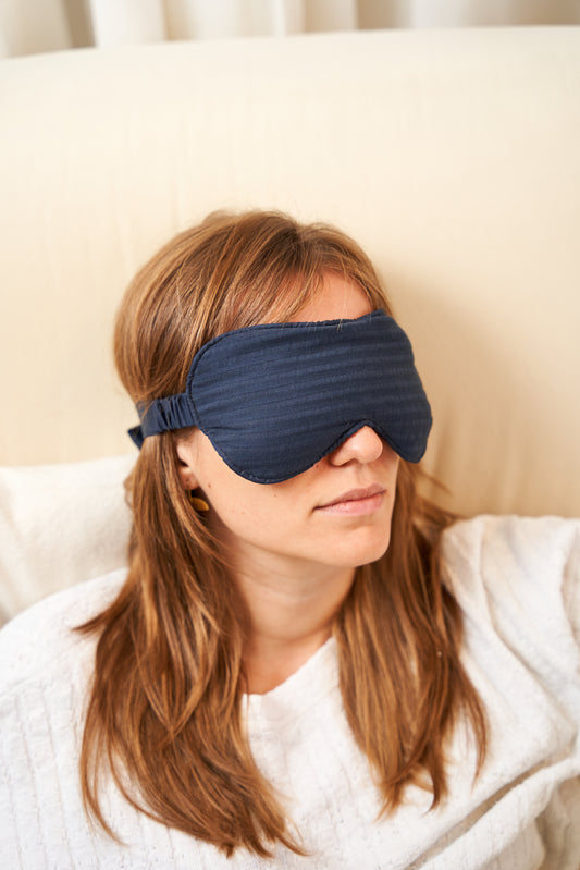 eye mask - RAHA striped - dark blue