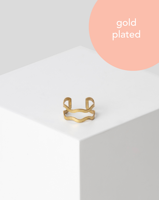 ring - wave - gold plated