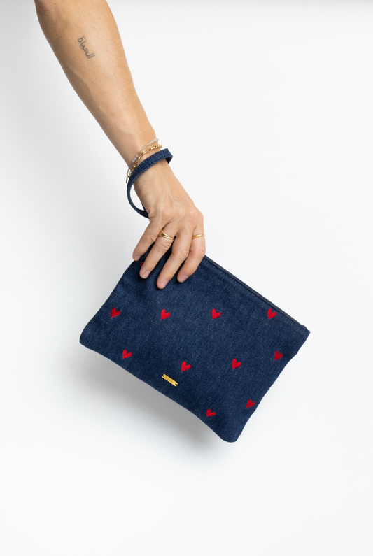 pouch - MOUHIM denim - hearts