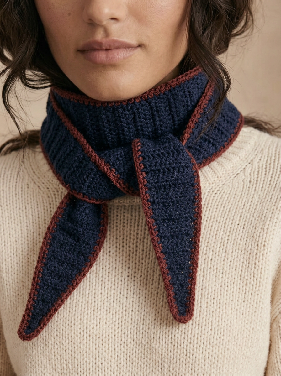 merino scarf - SOPHIE - marine/bordeaux