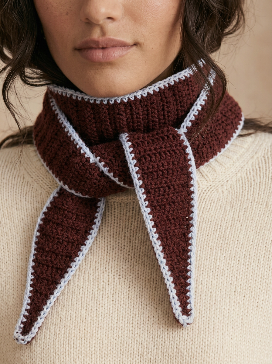 merino scarf - SOPHIE - bordeaux/light blue