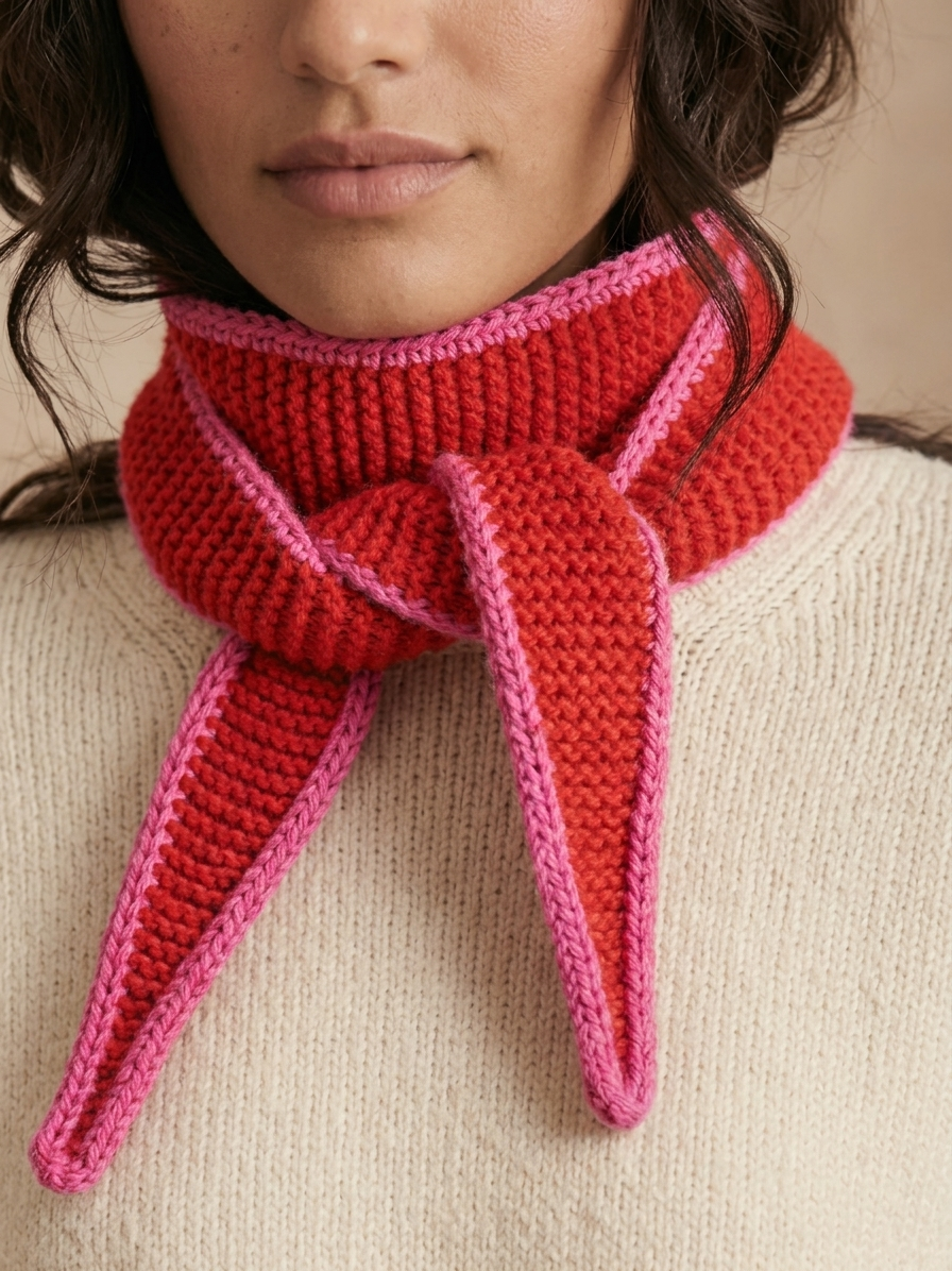 merino scarf - SOPHIE - red/pink