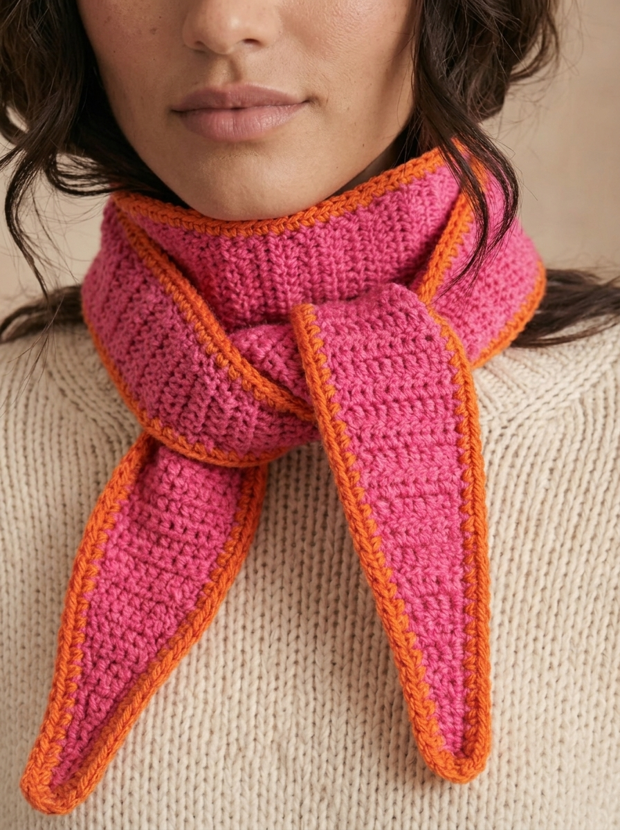merino scarf - SOPHIE - pink/orange