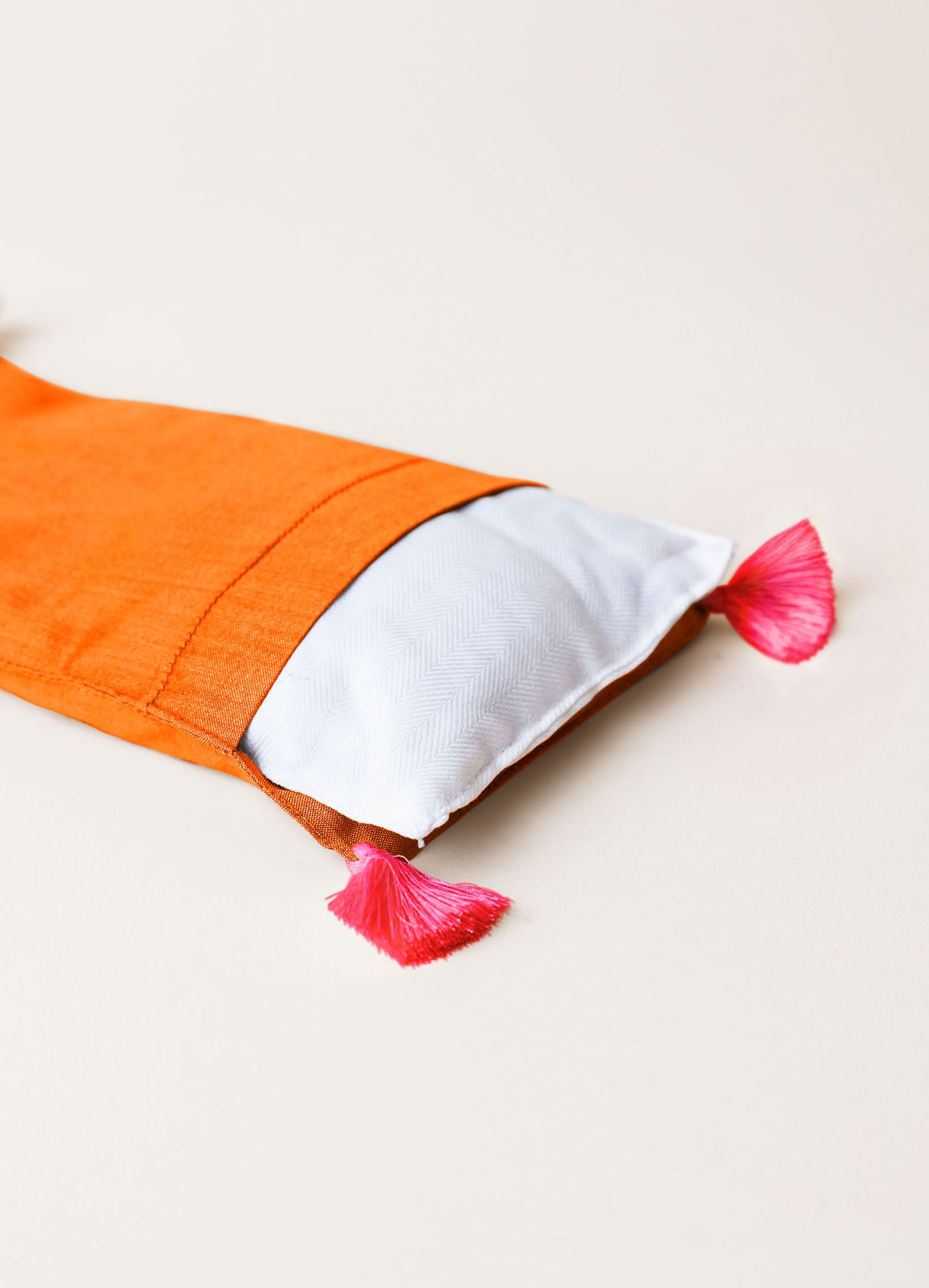 eye pillow - RAHA tassels - bright orange