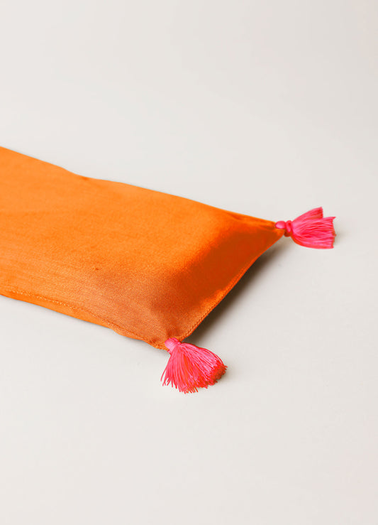 eye pillow - RAHA tassels - bright orange