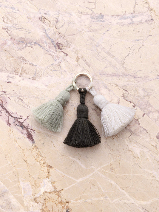 tassel trio - SHOUSHA - swamp, sage, ecru