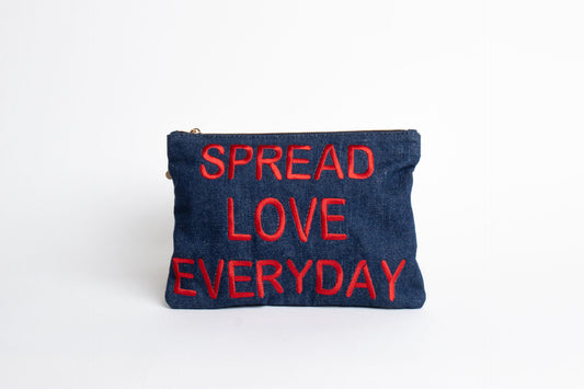 mini pouch - MOUHIM denim - spread love everyday