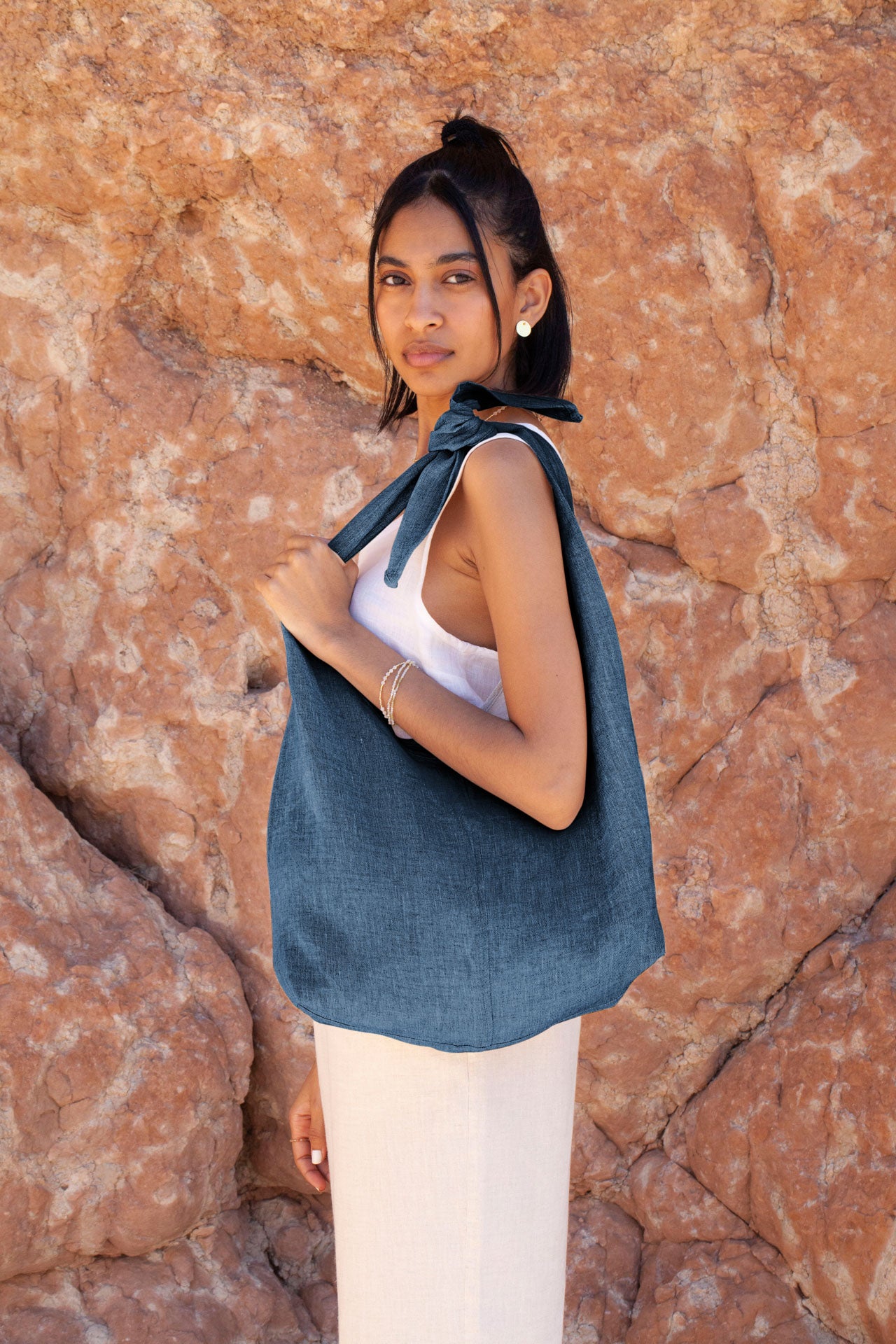 bag - LATIFA linen - denim