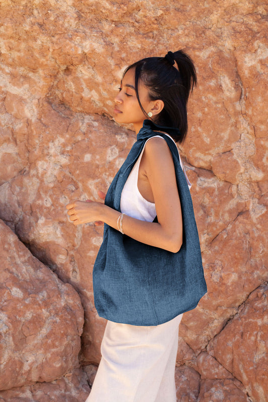 bag - LATIFA linen - denim