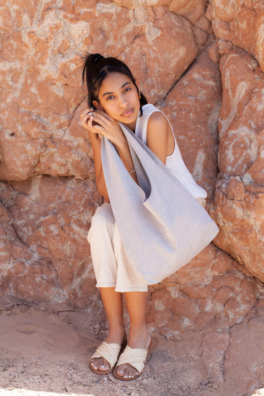 bag - LATIFA linen - grey