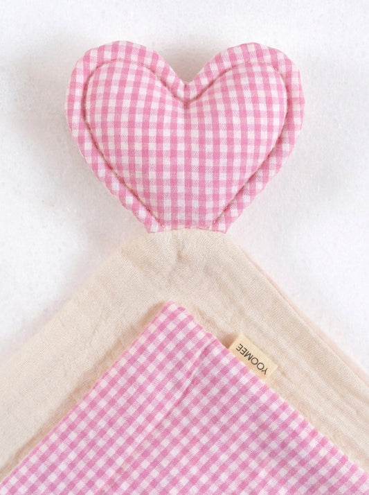 cuddle cloth - NINI heart - ecru/pink