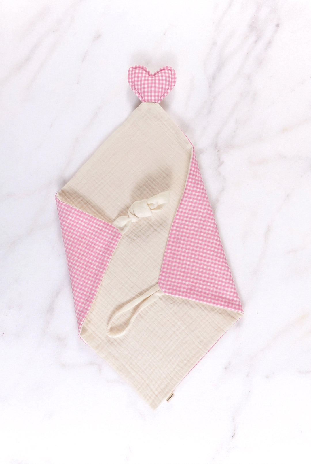 cuddle cloth - NINI heart - ecru/pink