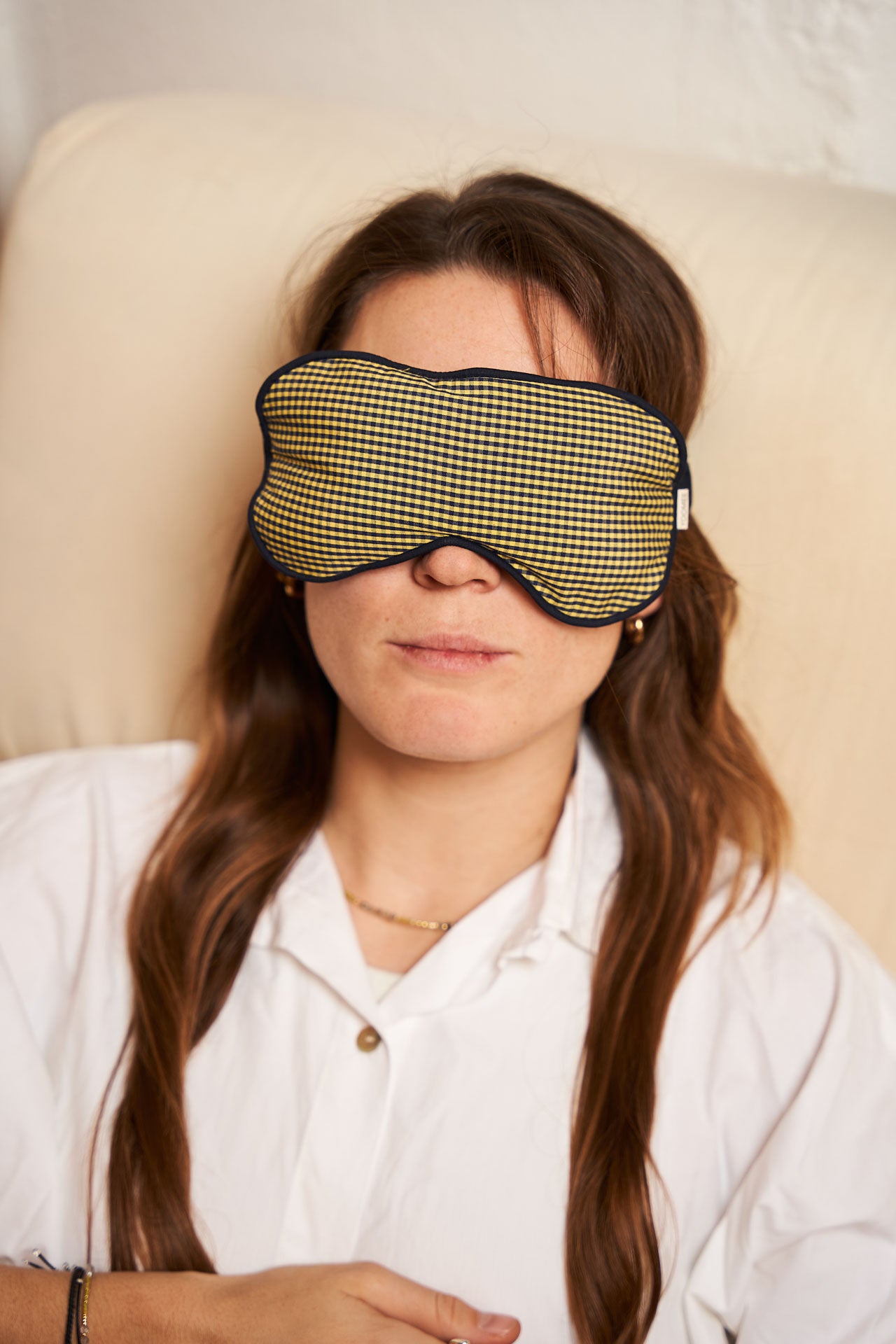 eye mask - RAHA - mini squared - yellow/marine