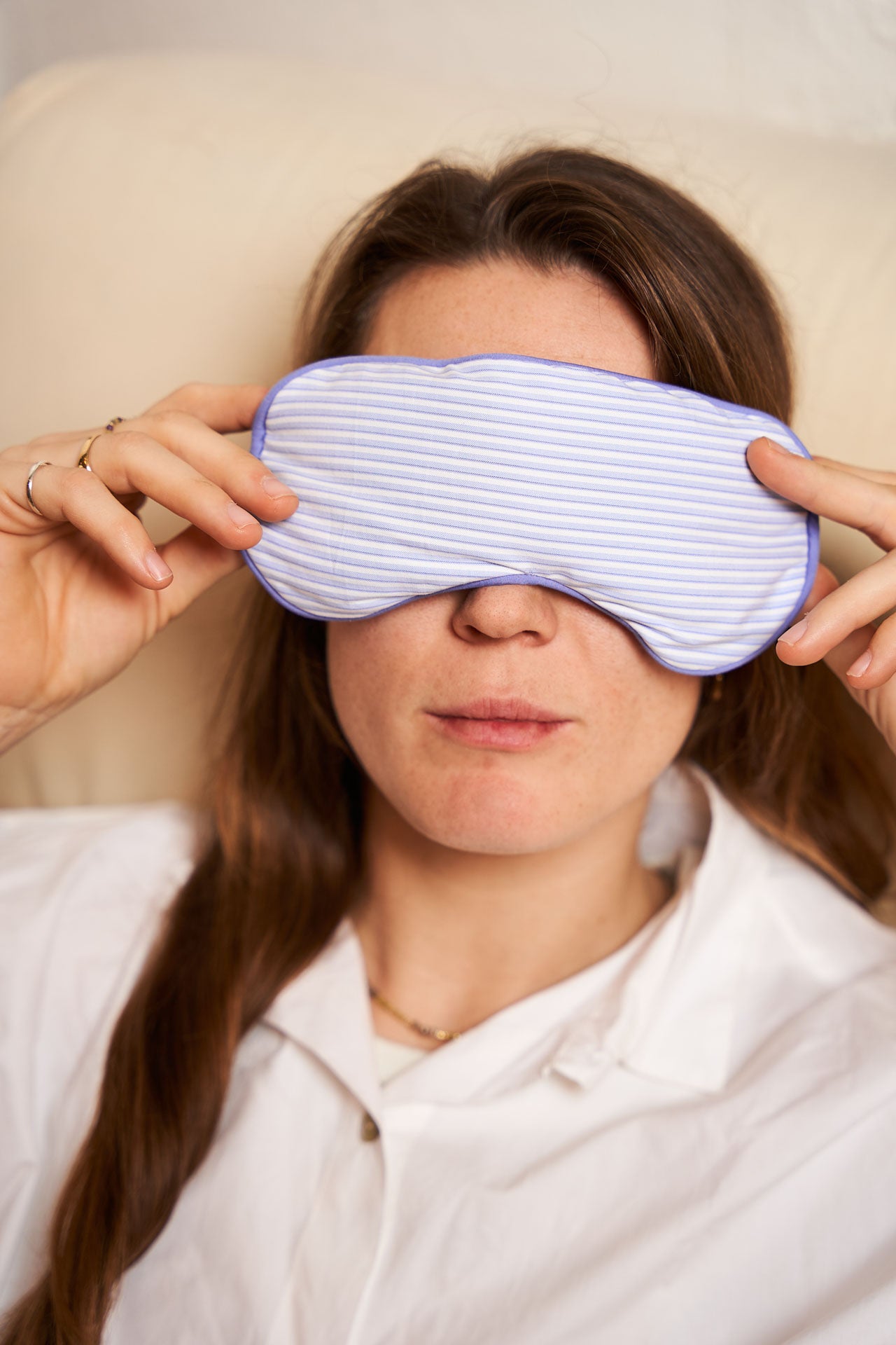 eye mask - RAHA - mini striped - blue/white