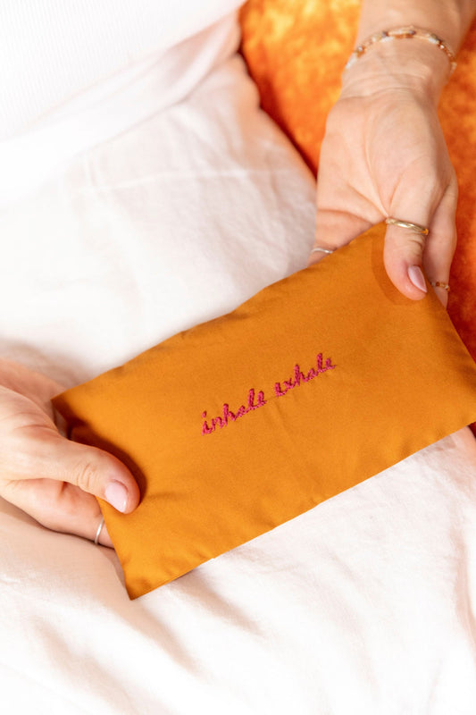 eye pillow - RAHA embroidery - inhale exhale