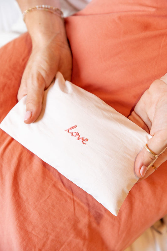 eye pillow - RAHA embroidery - love