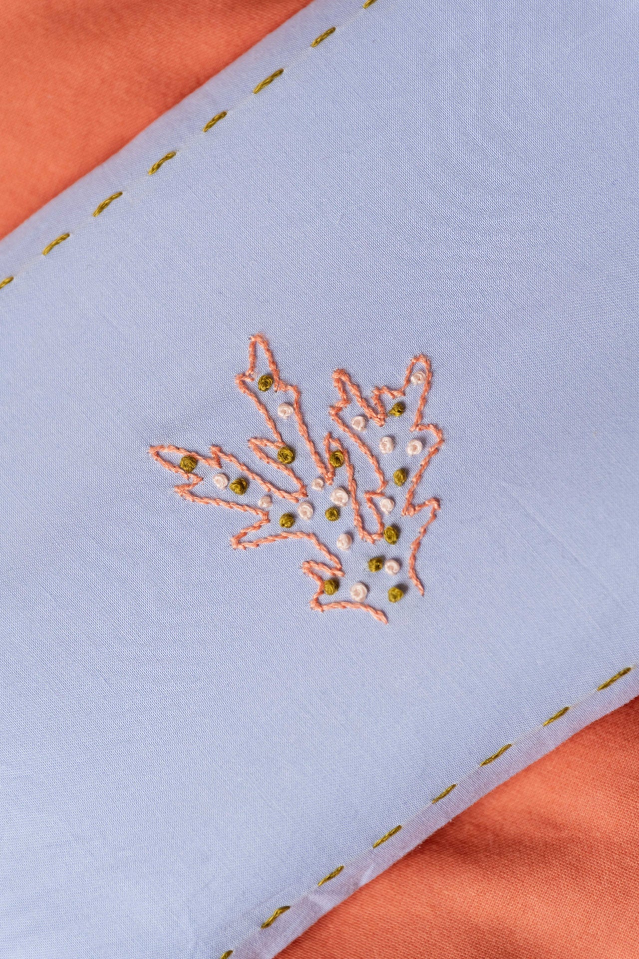 eye pillow - RAHA embroidery - coral