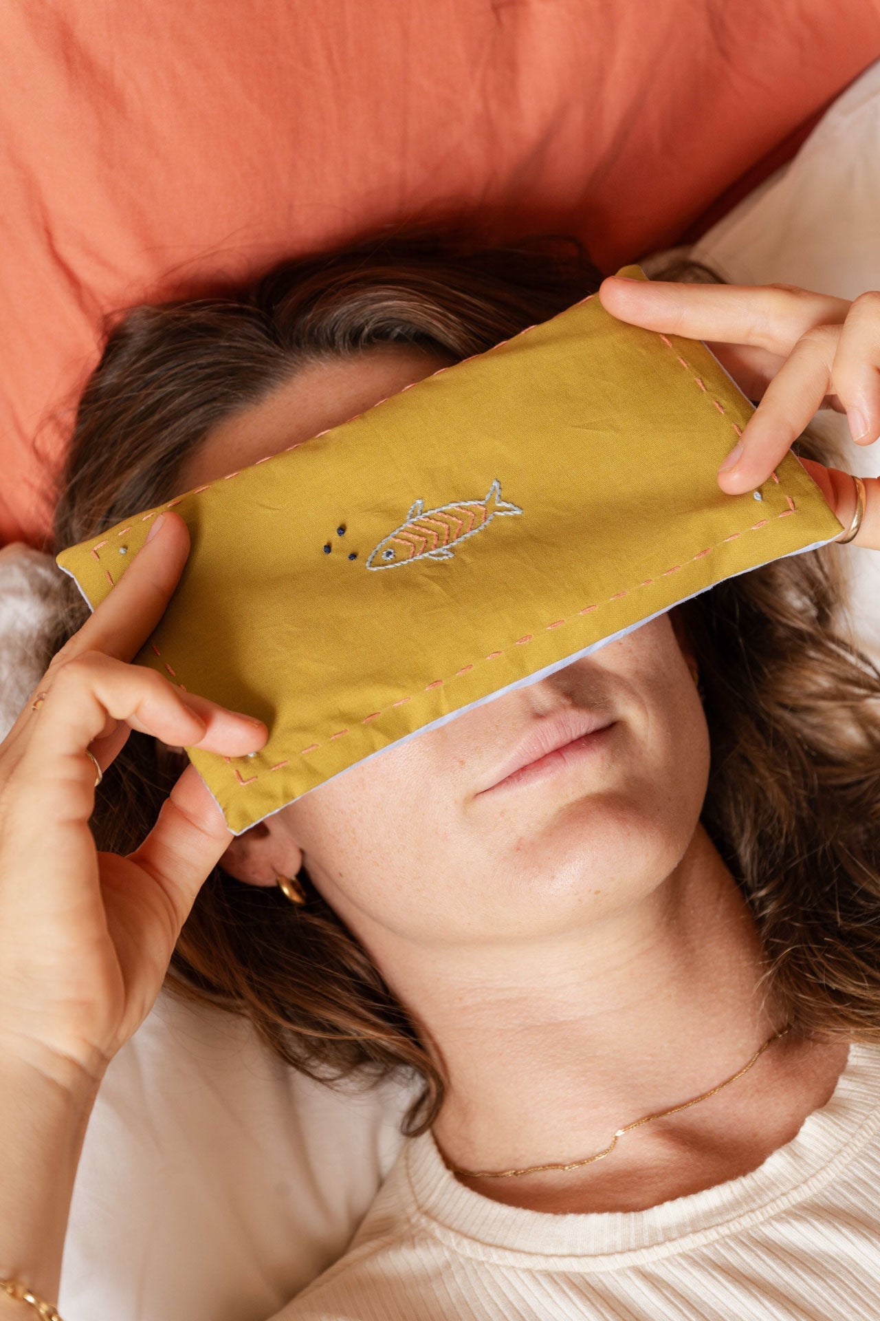 eye pillow - RAHA embroidery - fish