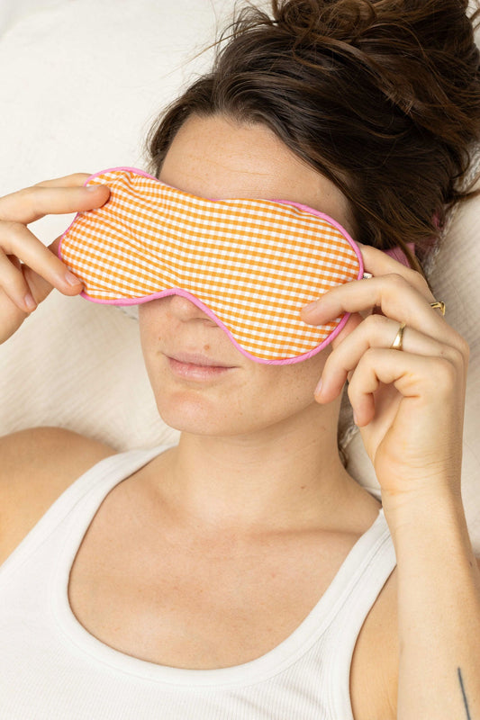 eye mask - RAHA - checked - orange/pink