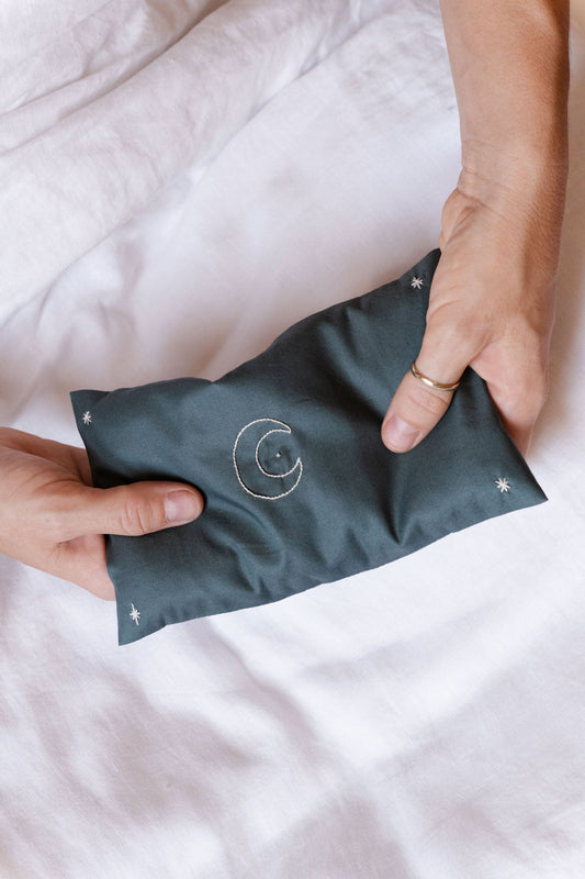 eye pillow - RAHA moon - aqua green