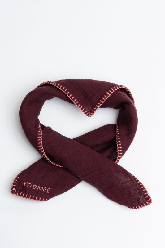 foulard - AZIZA muslin - bordeaux