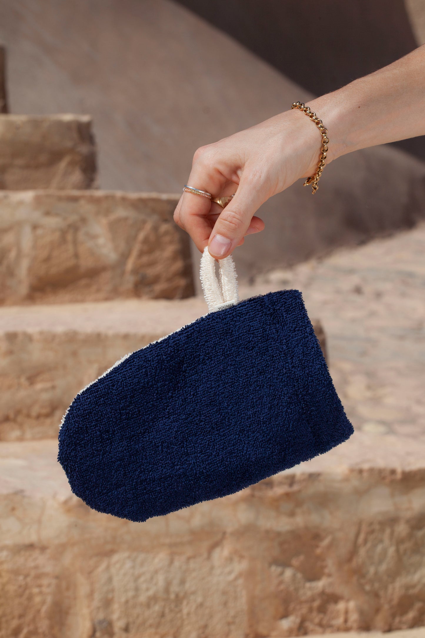 washing glove - SAIDA - marine blue/beige